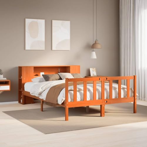 Qnhdfrt Massivholzbett mit Bücherregal Kiefernholz 140x190 cm Stauraum Lattenrost Rustikales Design für Schlafzimmer Gästebett Jugendbett Qnhdfrt Massivholzbett mit Bücherregal Kiefernholz 140x190 cm Stauraum Lattenrost Rustikales Design für Schlafzimmer Gästebett Jugendbett von Qnhdfrt