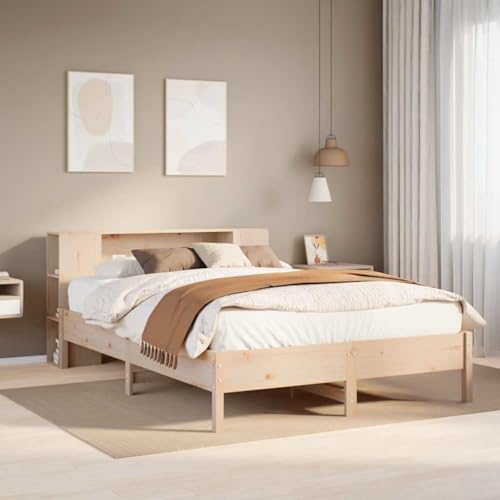 Qnhdfrt Massivholzbett mit Bücherregal Kopfteil 120x190 cm Kiefer Natur Bettgestell mit Lattenrost und Stauraum für Schlafzimmer Gästebett oder Jugendbett Qnhdfrt Massivholzbett mit Bücherregal Kopfteil 120x190 cm Kiefer Natur Bettgestell mit Lattenrost und Stauraum für Schlafzimmer Gästebett oder Jugendbett von Qnhdfrt