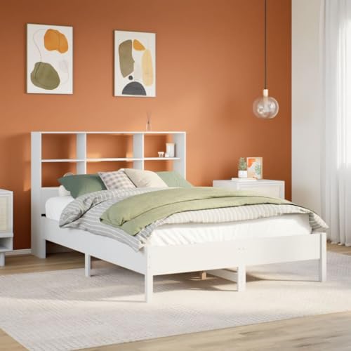 Qnhdfrt Massivholzbett mit Bücherregal Kopfteil 120x190 cm Kiefer Weiß Langlebiges Bettgestell mit Lattenrost und Stauraum für Schlafzimmer Qnhdfrt Massivholzbett mit Bücherregal Kopfteil 120x190 cm Kiefer Weiß Langlebiges Bettgestell mit Lattenrost und Stauraum für Schlafzimmer von Qnhdfrt