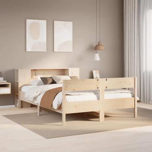 Qnhdfrt Massivholzbett mit Bücherregal Kopfteil 135x190 cm Kiefer Holz Lattenrost und Stauraum für Schlafzimmer Qnhdfrt Massivholzbett mit Bücherregal Kopfteil 135x190 cm Kiefer Holz Lattenrost und Stauraum für Schlafzimmer von Qnhdfrt