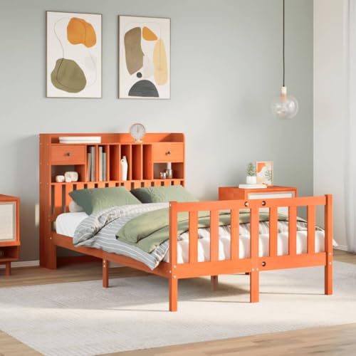 Qnhdfrt Massivholzbett mit Bücherregal Kopfteil 135x190 cm Kiefernholz Bettgestell mit Lattenrost Stauraum und Schubladen für Schlafzimmer Gästebett oder Jugendbett Qnhdfrt Massivholzbett mit Bücherregal Kopfteil 135x190 cm Kiefernholz Bettgestell mit Lattenrost Stauraum und Schubladen für Schlafzimmer Gästebett oder Jugendbett von Qnhdfrt