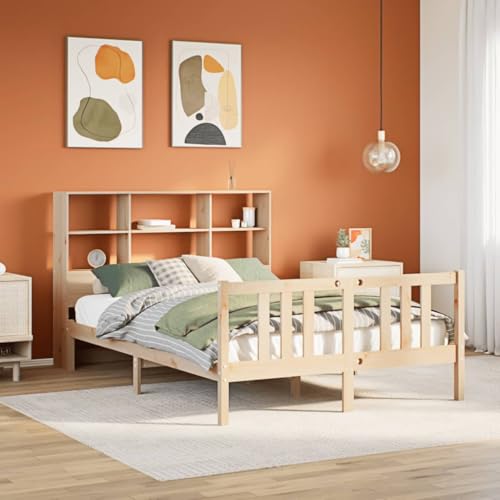 Qnhdfrt Massivholzbett mit Bücherregal Kopfteil 135x190 cm Kiefernholz Bettgestell mit Lattenrost und Stauraum für Kinderzimmer Jugendzimmer Qnhdfrt Massivholzbett mit Bücherregal Kopfteil 135x190 cm Kiefernholz Bettgestell mit Lattenrost und Stauraum für Kinderzimmer Jugendzimmer von Qnhdfrt