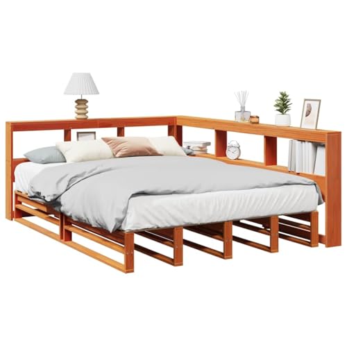 Qnhdfrt Massivholzbett mit Bücherregal Kopfteil 135x190 cm Langlebiges Kiefernholz Bettgestell mit Lattenrost & Stauraum für Schlafzimmer Gästebett oder Jugendbett Qnhdfrt Massivholzbett mit Bücherregal Kopfteil 135x190 cm Langlebiges Kiefernholz Bettgestell mit Lattenrost & Stauraum für Schlafzimmer Gästebett oder Jugendbett von Qnhdfrt