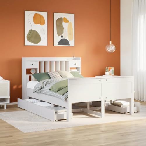 Qnhdfrt Massivholzbett mit Bücherregal Kopfteil 140x190 cm Weiß Kiefer Stauraum und Lattenrost für erholsamen Schlaf in kleinen Räumen Qnhdfrt Massivholzbett mit Bücherregal Kopfteil 140x190 cm Weiß Kiefer Stauraum und Lattenrost für erholsamen Schlaf in kleinen Räumen von Qnhdfrt