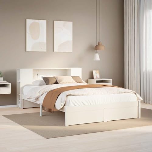Qnhdfrt Massivholzbett mit Bücherregal Kopfteil 140x190 cm Weiß aus Kiefer für Kinderzimmer mit Lattenrost und Stauraum Qnhdfrt Massivholzbett mit Bücherregal Kopfteil 140x190 cm Weiß aus Kiefer für Kinderzimmer mit Lattenrost und Stauraum von Qnhdfrt