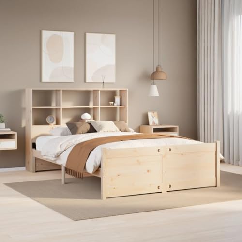 Qnhdfrt Massivholzbett mit Bücherregal Kopfteil 150x200 cm Kiefer Holz Bettgestell mit Lattenrost und Stauraum für Schlafzimmer Qnhdfrt Massivholzbett mit Bücherregal Kopfteil 150x200 cm Kiefer Holz Bettgestell mit Lattenrost und Stauraum für Schlafzimmer von Qnhdfrt
