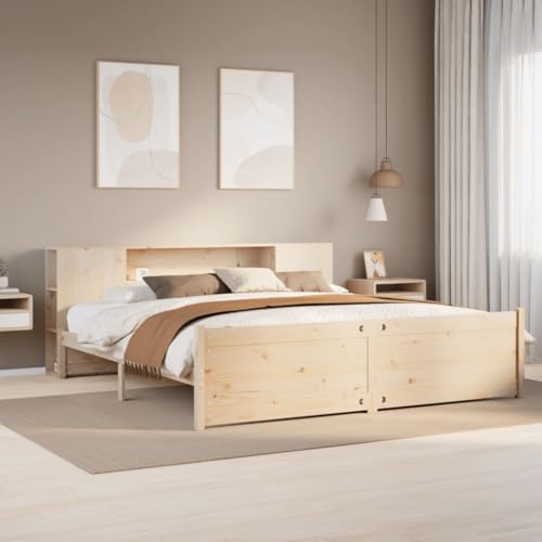 Qnhdfrt Massivholzbett mit Bücherregal Kopfteil 180x200 cm Kiefer Natur Unbehandelt Lattenrost und Stauraum für Kinderzimmer Jugendzimmer Gästebett Qnhdfrt Massivholzbett mit Bücherregal Kopfteil 180x200 cm Kiefer Natur Unbehandelt Lattenrost und Stauraum für Kinderzimmer Jugendzimmer Gästebett von Qnhdfrt