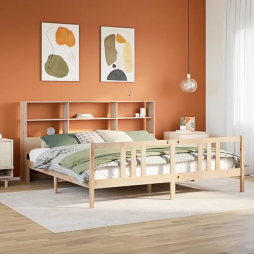 Qnhdfrt Massivholzbett mit Bücherregal Kopfteil 180x200 cm Kiefernholz Bettgestell mit Lattenrost und Stauraum für Kinderzimmer Qnhdfrt Massivholzbett mit Bücherregal Kopfteil 180x200 cm Kiefernholz Bettgestell mit Lattenrost und Stauraum für Kinderzimmer von Qnhdfrt