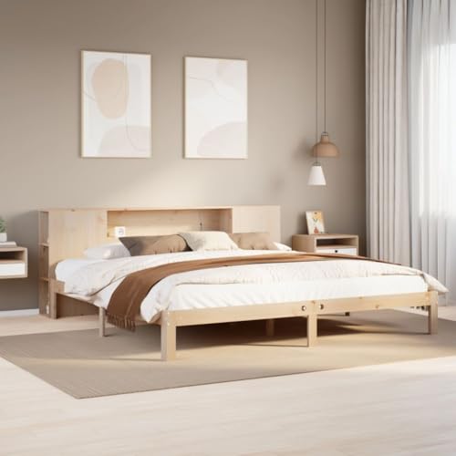 Qnhdfrt Massivholzbett mit Bücherregal Kopfteil 200x200 cm Kiefer Natur Bettgestell mit Lattenrost und Stauraum für Schlafzimmer platzsparend und langlebig Qnhdfrt Massivholzbett mit Bücherregal Kopfteil 200x200 cm Kiefer Natur Bettgestell mit Lattenrost und Stauraum für Schlafzimmer platzsparend und langlebig von Qnhdfrt