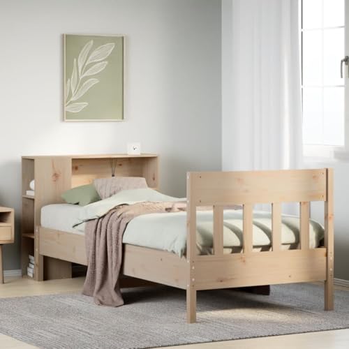 Qnhdfrt Massivholzbett mit Bücherregal Kopfteil 90x190 cm Kiefer Holz Bettgestell mit Lattenrost Stauraum und Stabiler Rahmen für Schlafzimmer Qnhdfrt Massivholzbett mit Bücherregal Kopfteil 90x190 cm Kiefer Holz Bettgestell mit Lattenrost Stauraum und Stabiler Rahmen für Schlafzimmer von Qnhdfrt