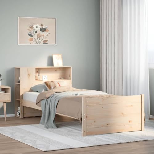 Qnhdfrt Massivholzbett mit Bücherregal Kopfteil 90x190 cm Kiefer Natur Unbehandelt Lattenrost und Stauraum für Kinderzimmer Jugendzimmer Gästebett Qnhdfrt Massivholzbett mit Bücherregal Kopfteil 90x190 cm Kiefer Natur Unbehandelt Lattenrost und Stauraum für Kinderzimmer Jugendzimmer Gästebett von Qnhdfrt