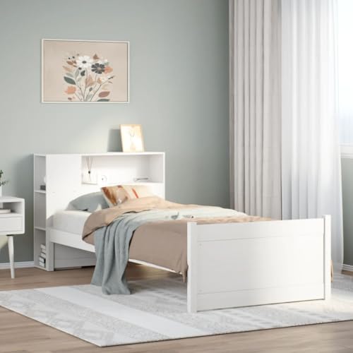 Qnhdfrt Massivholzbett mit Bücherregal Kopfteil 90x200 cm aus Kiefer für Kinderzimmer mit Lattenrost und Stauraum Weiß Qnhdfrt Massivholzbett mit Bücherregal Kopfteil 90x200 cm aus Kiefer für Kinderzimmer mit Lattenrost und Stauraum Weiß von Qnhdfrt