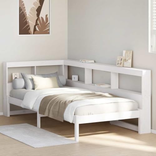 Qnhdfrt Massivholzbett mit Bücherregal Kopfteil Weiß 75x190 cm Kiefer Holz Lattenrost Stauraum Platzsparend für Schlafzimmer Qnhdfrt Massivholzbett mit Bücherregal Kopfteil Weiß 75x190 cm Kiefer Holz Lattenrost Stauraum Platzsparend für Schlafzimmer von Qnhdfrt