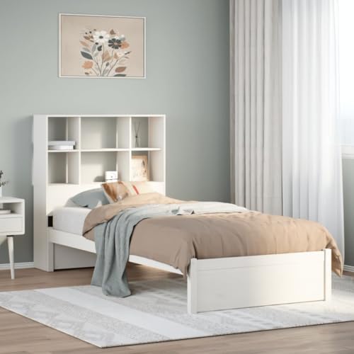 Qnhdfrt Massivholzbett mit Bücherregal Kopfteil Weiß 90x190 cm Kiefer Stauraum und Lattenrost für Kinderzimmer und Gästezimmer Qnhdfrt Massivholzbett mit Bücherregal Kopfteil Weiß 90x190 cm Kiefer Stauraum und Lattenrost für Kinderzimmer und Gästezimmer von Qnhdfrt