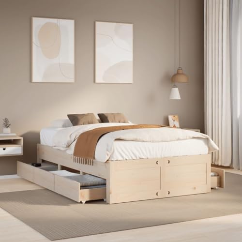Qnhdfrt Massivholzbett mit Schubladen 135x190 cm Kiefernholz Bettgestell mit Lattenrost Stauraum und Robustes Design für Schlafzimmer Gästezimmer und Jugendzimmer Qnhdfrt Massivholzbett mit Schubladen 135x190 cm Kiefernholz Bettgestell mit Lattenrost Stauraum und Robustes Design für Schlafzimmer Gästezimmer und Jugendzimmer von Qnhdfrt