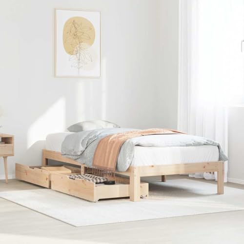 Qnhdfrt Massivholzbett mit Schubladen 90x190 cm Kiefer Holz Bettgestell mit Lattenrost und Stauraum für erholsamen Schlaf rustikales Design Qnhdfrt Massivholzbett mit Schubladen 90x190 cm Kiefer Holz Bettgestell mit Lattenrost und Stauraum für erholsamen Schlaf rustikales Design von Qnhdfrt