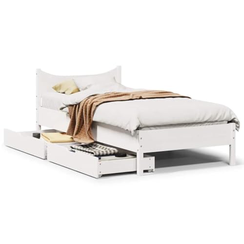 Qnhdfrt Massivholzbett mit Schubladen Weiß 90x200 cm Kiefer Bettgestell mit Lattenrost und Stauraum Robustes Design für Schlafzimmer Jugendzimmer und Gästebett Qnhdfrt Massivholzbett mit Schubladen Weiß 90x200 cm Kiefer Bettgestell mit Lattenrost und Stauraum Robustes Design für Schlafzimmer Jugendzimmer und Gästebett von Qnhdfrt