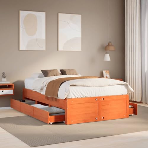 Qnhdfrt Massivholzbett mit Schubladen und Lattenrost 120x200 cm Stabil und Langlebig aus Kiefernholz Rustikales Design mit Stauraum für Schlafzimmer Gästebett oder Jugendbett Qnhdfrt Massivholzbett mit Schubladen und Lattenrost 120x200 cm Stabil und Langlebig aus Kiefernholz Rustikales Design mit Stauraum für Schlafzimmer Gästebett oder Jugendbett von Qnhdfrt