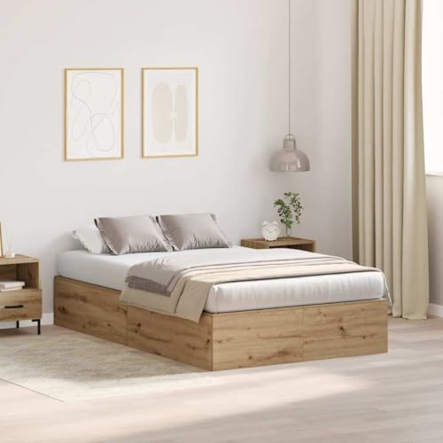 Qnhdfrt Massivholzbett mit Stauraum 120x190 cm Bettgestell aus Eiche Modernes Design mit 8 Fächern für optimale Ordnung im Schlafzimmer von Qnhdfrt