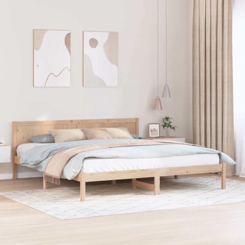 Qnhdfrt Massivkiefer Bettgestell 200 x 200 cm Modernes Design mit Natürlicher Holzoberfläche Robustes Doppelbett für Schlafzimmer mit Einfacher Montage Qnhdfrt Massivkiefer Bettgestell 200 x 200 cm Modernes Design mit Natürlicher Holzoberfläche Robustes Doppelbett für Schlafzimmer mit Einfacher Montage von Qnhdfrt