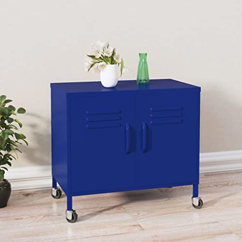 Qnhdfrt Metall Aufbewahrungsschrank Marineblau 60x35x56 cm Stahlschrank mit Rädern und Ablage Lagerorganizer für Haushalt Werkstatt Garten von Qnhdfrt