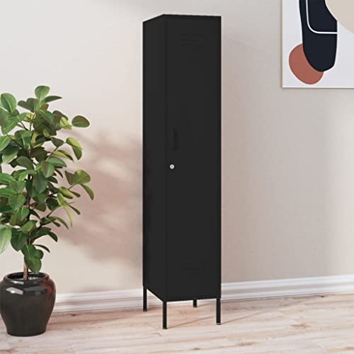 Qnhdfrt Metall Aufbewahrungsschrank Schwarz 35x46x180 cm mit Schloss und 4 Böden - Stabiler Lager- und Organizerschrank für Büro Haushalt Garten Qnhdfrt Metall Aufbewahrungsschrank Schwarz 35x46x180 cm mit Schloss und 4 Böden - Stabiler Lager- und Organizerschrank für Büro Haushalt Garten von Qnhdfrt