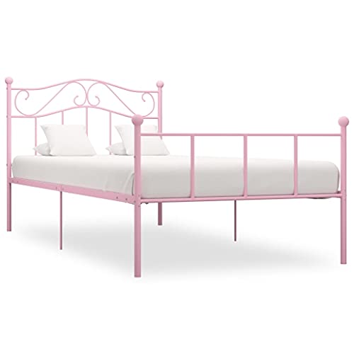 Qnhdfrt Metall Bettgestell Rosa 90x200 cm Elegantes Design mit Stabilen Metalllatten für Gästezimmer und Schlafzimmer Qnhdfrt Metall Bettgestell Rosa 90x200 cm Elegantes Design mit Stabilen Metalllatten für Gästezimmer und Schlafzimmer von Qnhdfrt