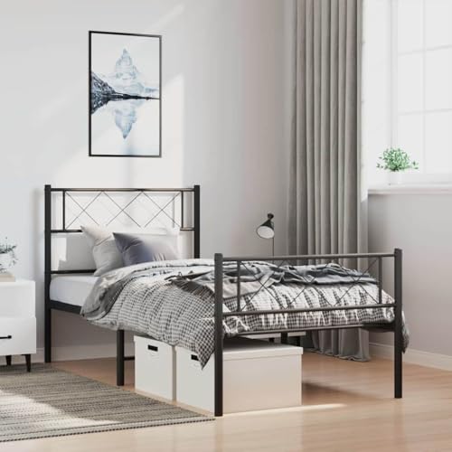 Qnhdfrt Metall Bettgestell Schwarz 100x 200 cm Robuste Stahlkonstruktion mit Lattenrost und Stauraum für Schlafzimmer Gästezimmer und Wohnbereich Qnhdfrt Metall Bettgestell Schwarz 100x 200 cm Robuste Stahlkonstruktion mit Lattenrost und Stauraum für Schlafzimmer Gästezimmer und Wohnbereich von Qnhdfrt