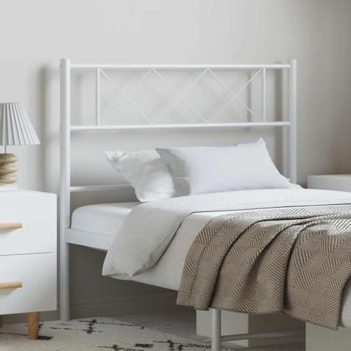 Qnhdfrt Metall Kopfteil 100 cm Weiß Modernes Bettkopfteil aus pulverbeschichtetem Stahl Robustes Headboard für Bettgestell 105 x 3 x 90 cm für Schlafzimmer und Gästezimmer von Qnhdfrt