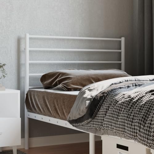 Qnhdfrt Metall Kopfteil Bett 80 cm Weiß Modernes Design Robustes Stahl Gestell Kompatibel mit runden Rohren für Schlafzimmer und Gästezimmer von Qnhdfrt