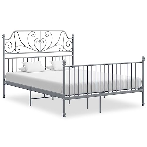 Qnhdfrt Metallbettgestell Grau 140x200 cm Robuster Rahmen aus Pulverbeschichtetem Metall mit Stabilen Latten für Erholsamen Schlaf Gästebett oder Doppelbett Qnhdfrt Metallbettgestell Grau 140x200 cm Robuster Rahmen aus Pulverbeschichtetem Metall mit Stabilen Latten für Erholsamen Schlaf Gästebett oder Doppelbett von Qnhdfrt