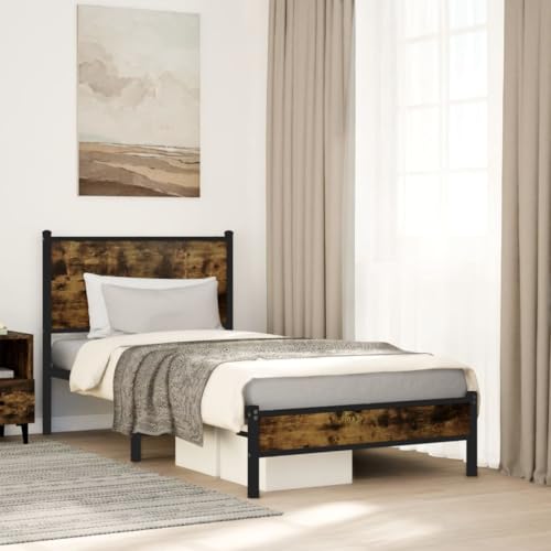 Qnhdfrt Metallbettgestell Räuchereiche 75x190 cm mit Lattenrost Stabiles Stahlbett mit Stauraum und Kopfteil für Schlafzimmer Gästebett oder Jugendzimmer Qnhdfrt Metallbettgestell Räuchereiche 75x190 cm mit Lattenrost Stabiles Stahlbett mit Stauraum und Kopfteil für Schlafzimmer Gästebett oder Jugendzimmer von Qnhdfrt