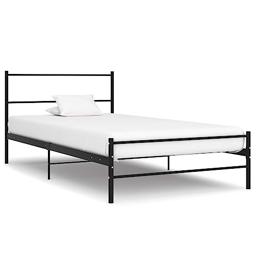 Qnhdfrt Metallbettgestell Schwarz 90x200 cm Elegantes Design mit Robustem Lattenrost für en Schlafkomfort Einzelbett mit Stabilem Metallrahmen von Qnhdfrt
