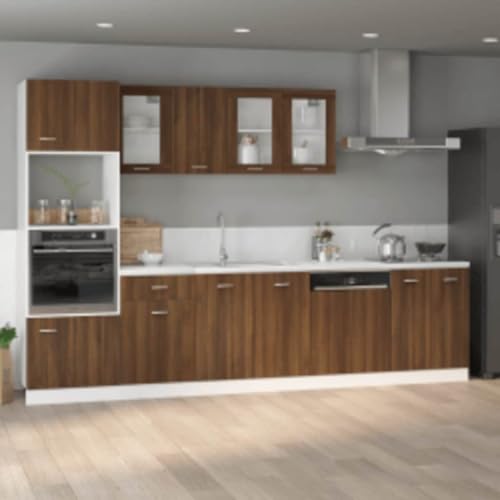 Qnhdfrt Mikrowellenumbauschrank Lyon Hochschrank Küchenschrank Braun Eichen-Optik 60x57x207 cm Elegantes Design Robustes Material Viel Stauraum für Küche von Qnhdfrt