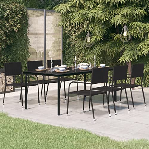 Qnhdfrt Minimalistischer Gartentisch Esstisch Schwarz 200x100x74 cm Stahl und Glas Robust für Balkon Garten Terrasse von Qnhdfrt