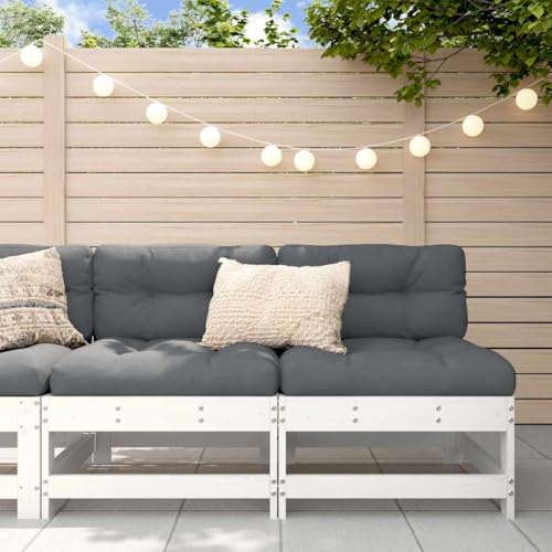 Qnhdfrt Mittelsofa aus massivem Kiefernholz mit Kissen, Weiß & Anthrazit, Modulares Design für Garten, Terrasse oder Balkon, Robustes Outdoor-Sofa mit hohem Sitzkomfort Qnhdfrt Mittelsofa aus massivem Kiefernholz mit Kissen, Weiß & Anthrazit, Modulares Design für Garten, Terrasse oder Balkon, Robustes Outdoor-Sofa mit hohem Sitzkomfort von Qnhdfrt