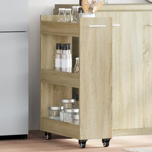 Qnhdfrt Mobiler Aufbewahrungsschrank mit Rollen Sonoma-Eiche Holzwerkstoff 60x22x79 cm 2 Fächer Klassisches Design Feststellbare Rollen für Wohnzimmer Küche Balkon Qnhdfrt Mobiler Aufbewahrungsschrank mit Rollen Sonoma-Eiche Holzwerkstoff 60x22x79 cm 2 Fächer Klassisches Design Feststellbare Rollen für Wohnzimmer Küche Balkon von Qnhdfrt