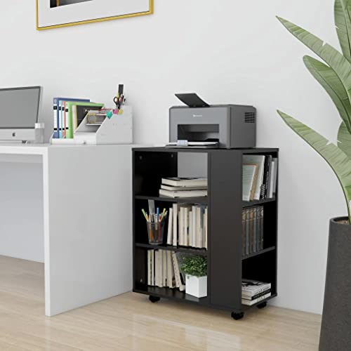 Qnhdfrt Mobiler Rollschrank Schwarz Aufbewahrung Lager 60x35x75 cm aus Holzwerkstoff mit Feststellrollen Modernes Design für Büro Werkstatt Haushalt Universell von Qnhdfrt