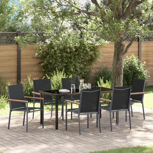 Qnhdfrt Moderne Gartenstühle Schwarz 2er Set aus Textilene und Pulverbeschichtetem Stahl für Garten Balkon Terrasse mit Robustem Design Bequemer Sitzfläche und Wetterfesten Materialien von Qnhdfrt
