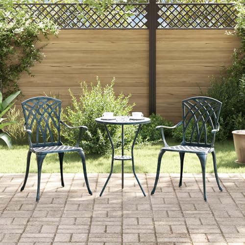 Qnhdfrt Moderne Grüne Aluminiumguss Gartenstühle 2er Set für Garten Balkon Terrasse Outdoor mit Geometrischem Design Hoher Belastbarkeit bis 136 kg und Komfortabler Sitzhöhe von Qnhdfrt