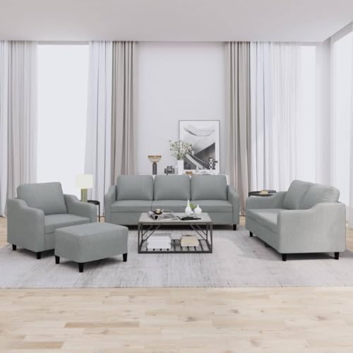Qnhdfrt Moderne Sofagarnitur Set mit Sessel, Zweisitzer, Dreisitzer und Hocker in Hellgrau Stoff – Bequeme Couch für Wohnzimmer und Lounge Qnhdfrt Moderne Sofagarnitur Set mit Sessel, Zweisitzer, Dreisitzer und Hocker in Hellgrau Stoff – Bequeme Couch für Wohnzimmer und Lounge von Qnhdfrt
