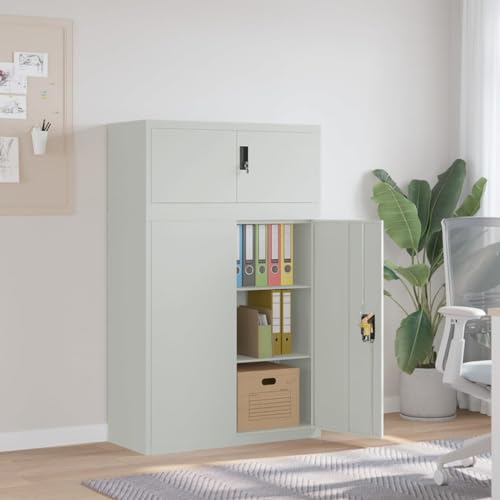 Qnhdfrt Moderner Aktenschrank aus Pulverbeschichtetem Stahl Hellgrau 90x40x145 cm mit 2 Einlegeböden Abschließbar für Büro Homeoffice und Organisierte Aufbewahrung Robustes Design von Qnhdfrt
