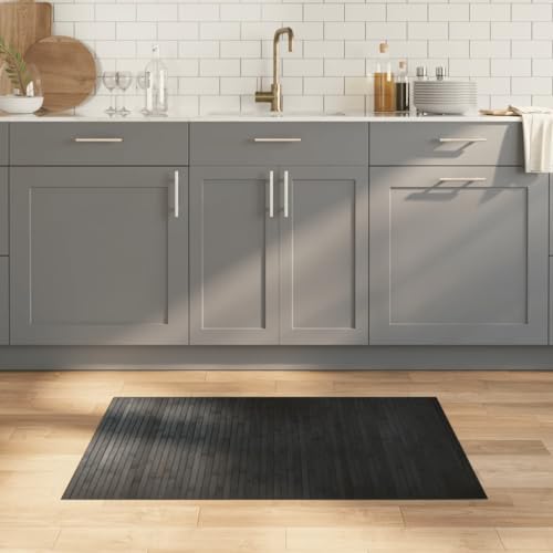 Qnhdfrt Moderner Bambus Teppich Grau 70x100 cm mit Rutschfester Unterseite - Natürliches Design für Wohnzimmer, Balkon und Flur von Qnhdfrt