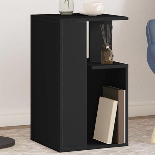 Qnhdfrt Moderner Beistelltisch Schwarz aus Holzwerkstoff 35x35x60 cm mit Stauraum Robuster Akzenttisch für Wohnzimmer Schlafzimmer und Flur von Qnhdfrt