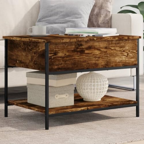Qnhdfrt Moderner Couchtisch Beistelltisch Räuchereiche 70x50x50 cm aus Holzwerkstoff und Metall mit Verstellbaren Füßen und Integriertem Stauraum für Wohnzimmer Dekoration Qnhdfrt Moderner Couchtisch Beistelltisch Räuchereiche 70x50x50 cm aus Holzwerkstoff und Metall mit Verstellbaren Füßen und Integriertem Stauraum für Wohnzimmer Dekoration von Qnhdfrt