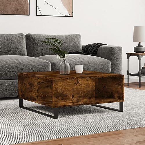 Qnhdfrt Moderner Couchtisch Beistelltisch aus Holzwerkstoff mit Metallbeinen in Räuchereiche 80x80x36,5 cm Stauraum für Wohnzimmer Schlafzimmer oder Flur Elegantes Design und Stabilität Qnhdfrt Moderner Couchtisch Beistelltisch aus Holzwerkstoff mit Metallbeinen in Räuchereiche 80x80x36,5 cm Stauraum für Wohnzimmer Schlafzimmer oder Flur Elegantes Design und Stabilität von Qnhdfrt