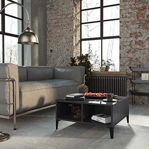 Qnhdfrt Moderner Couchtisch Hochglanz-Grau 60x60x30 cm aus Holzwerkstoff mit Metallbeinen und 4 Fächern - Stabiler Beistelltisch für Wohnzimmer Couch oder als Nachttisch Qnhdfrt Moderner Couchtisch Hochglanz-Grau 60x60x30 cm aus Holzwerkstoff mit Metallbeinen und 4 Fächern - Stabiler Beistelltisch für Wohnzimmer Couch oder als Nachttisch von Qnhdfrt