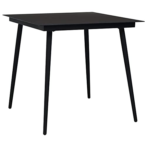 Qnhdfrt Moderner Garten Esstisch Schwarz 80x80x74 cm Stahl und Glas für Terrasse Balkon Esszimmer von Qnhdfrt