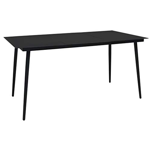 Qnhdfrt Moderner Gartentisch Esstisch Schwarz Stahl Glas 190x90x74 cm für Garten Terrasse Balkon Outdoor von Qnhdfrt