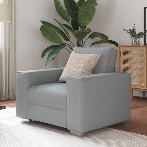 Qnhdfrt Moderner Hellgrauer Relaxsessel aus Polyesterstoff 59 cm Sitztiefe für Wohnzimmer Lounge Lesen Bequem Unterstützend Leicht von Qnhdfrt